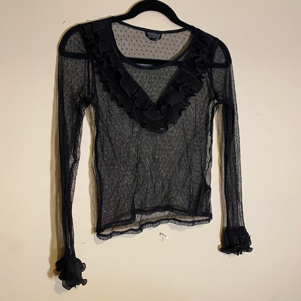 [Topshop] Lacy Black Blouse